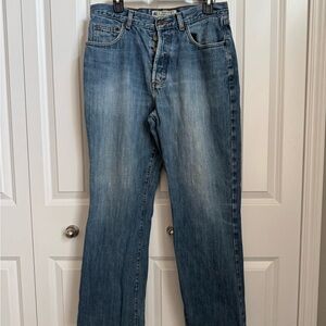 AE Men's Blue Straight-Leg Button Fly Jeans